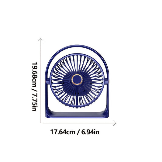 The TENGQU Portable USB Rechargeable Fan features a 1200mAh Lithium Battery and 5-Speed High-Velocity Table Fan. Perfect for use in the home, office, bedroom, or outdoors, this compact fan has a polished plastic design with button control for easy