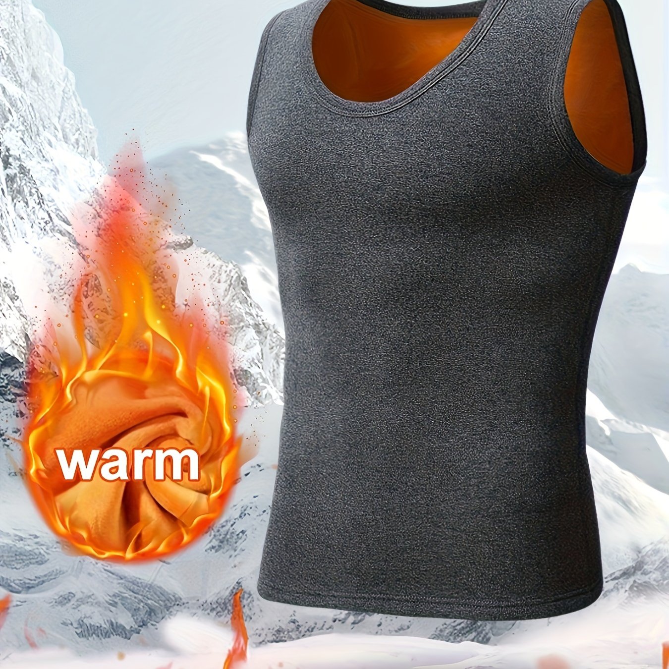 Men's windproof, slim fit thermal tank top for outdoor activities in fall/winter.