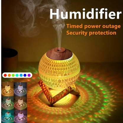 Luxurious crystal USB humidifier with 350ml capacity, high-capacity nano mist air purifier for romantic ambiance and hydration. Battery not included.