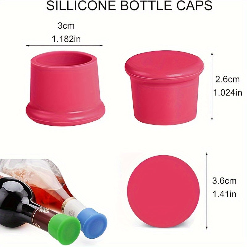 Silicone Wine Bottle Caps - Food Grade Multicolor, Leak-proof, Sealed Fresh-keeping Plug