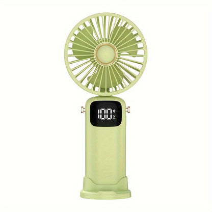 USB Rechargeable Portable Mini Fan with LED Battery Indicator - 6-Speed Handheld Design for Men & Women - Perfect for Office, Outdoor Adventures, Travel & Camping