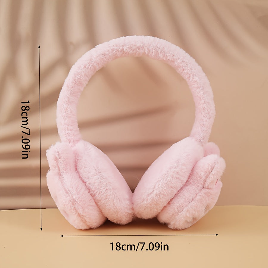 Stay cozy with these adorable cat-themed plush earmuffs for women, girls, and students. Perfect for keeping your ears warm in the cold autumn and winter weather. Featuring a solid color design and soft furry material.