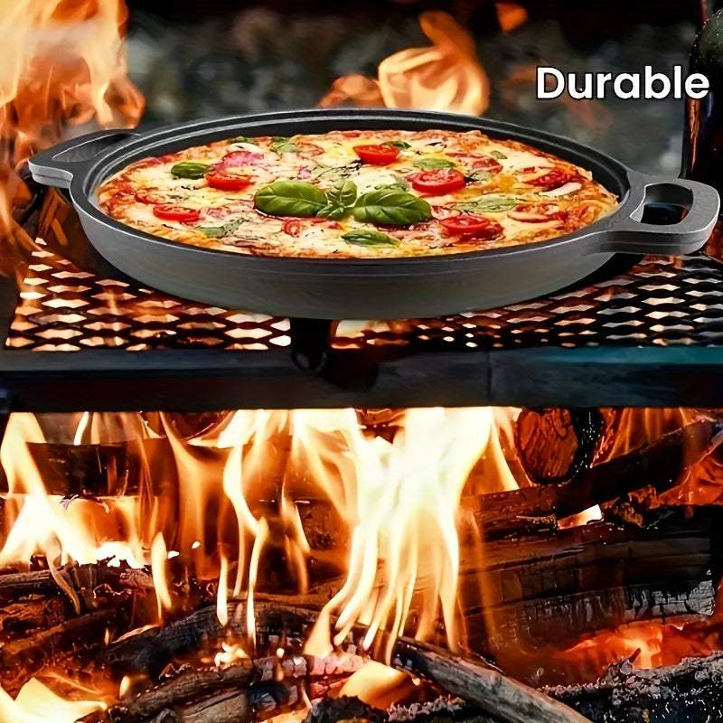 Single-piece Multi-Functional Non-Stick Cast Iron Griddle Skillet for Pizza, BBQ, and Pancakes - Suitable for Use on Any Stovetop, Perfect for Cooking at Home or Outdoors - No Electricity Required