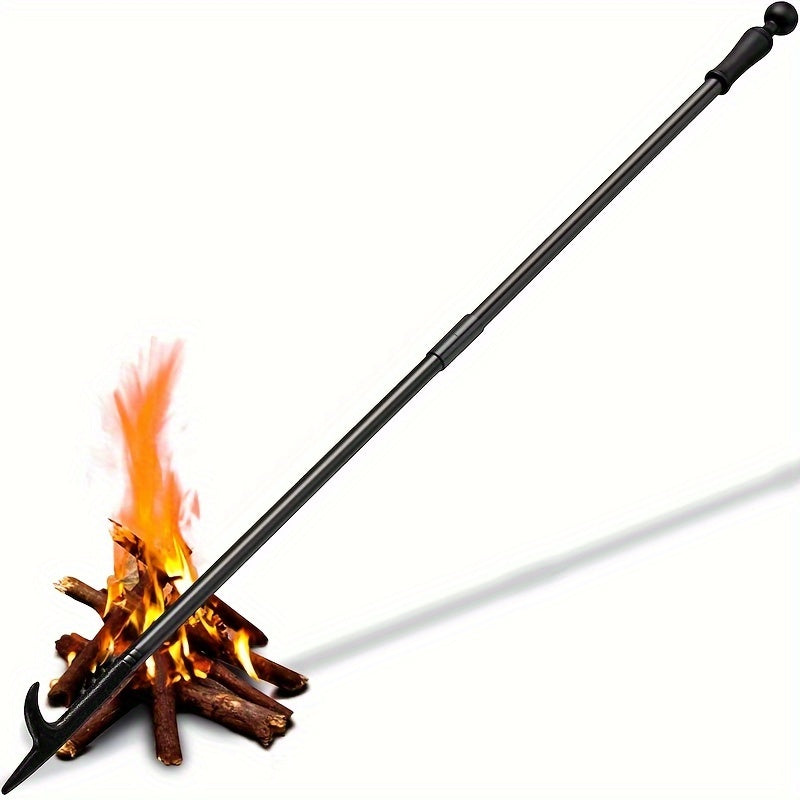 The Amana Hair 32-Inch Portable Fire Poker is perfect for campfires, fire pits, and indoor use. Made with durable metal construction and rust-resistant stainless steel in a sleek black finish, this essential fireplace accessory is a must-have tool for