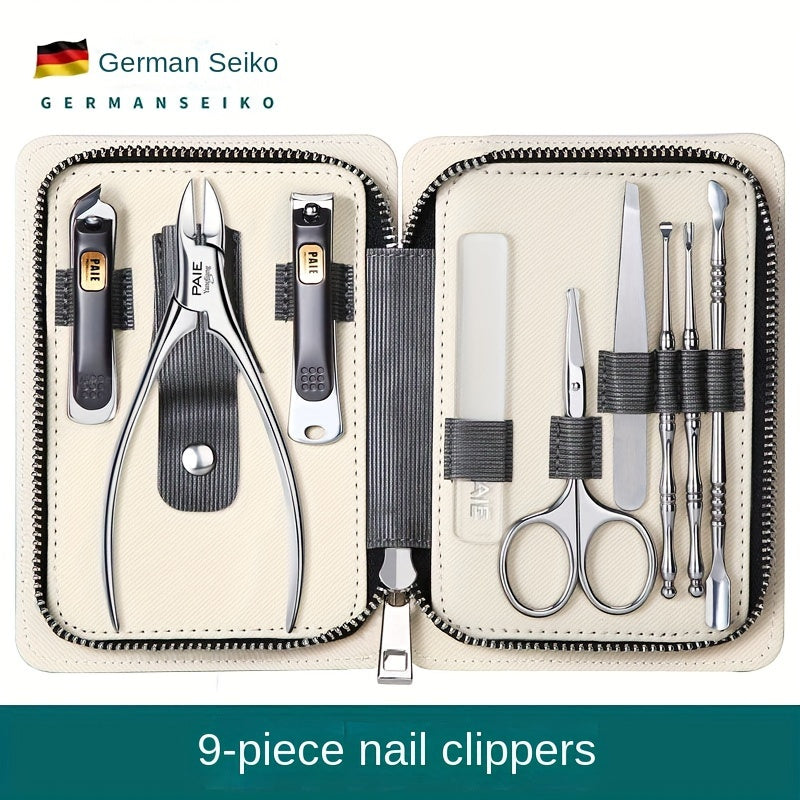 9/11 Stainless Steel Fingernail Clipper Set with Storage Case, Unscented Nail Grooming Kit, Precision Trimming Blade.