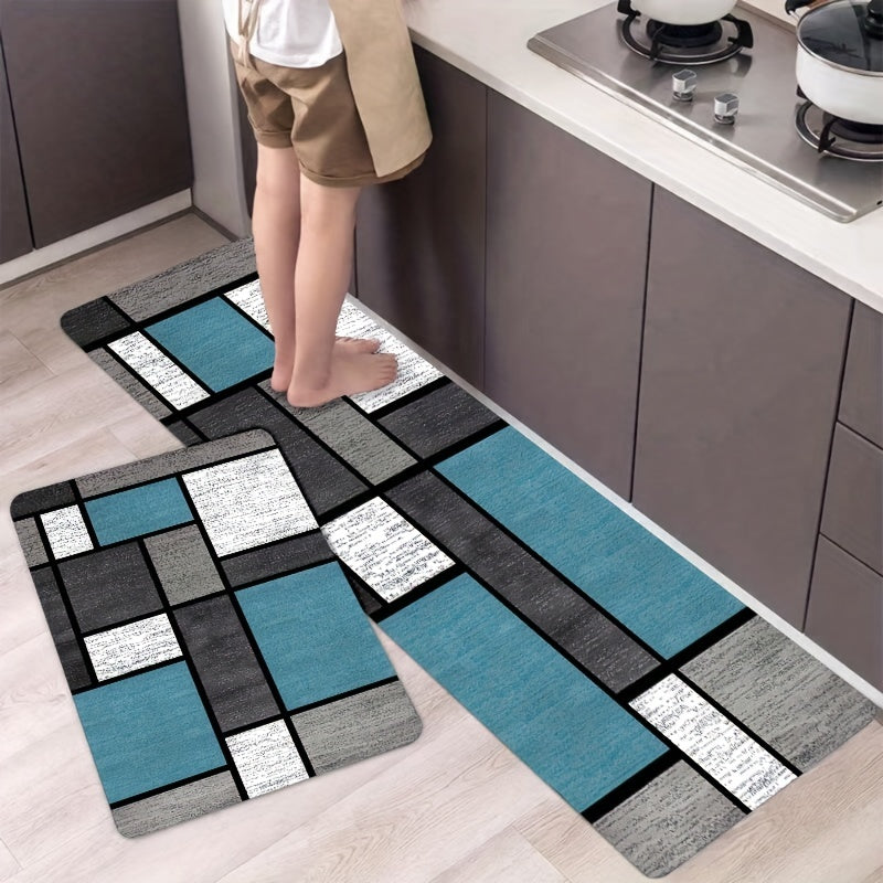 1pc Geometric Pattern Kitchen Rug - Absorbent, Non-Slip, Stain Resistant, Waterproof, Comfort Standing Mat for Living Room, Bedroom, Bathroom, Kitchen, Laundry, Office - Home Decor Runner