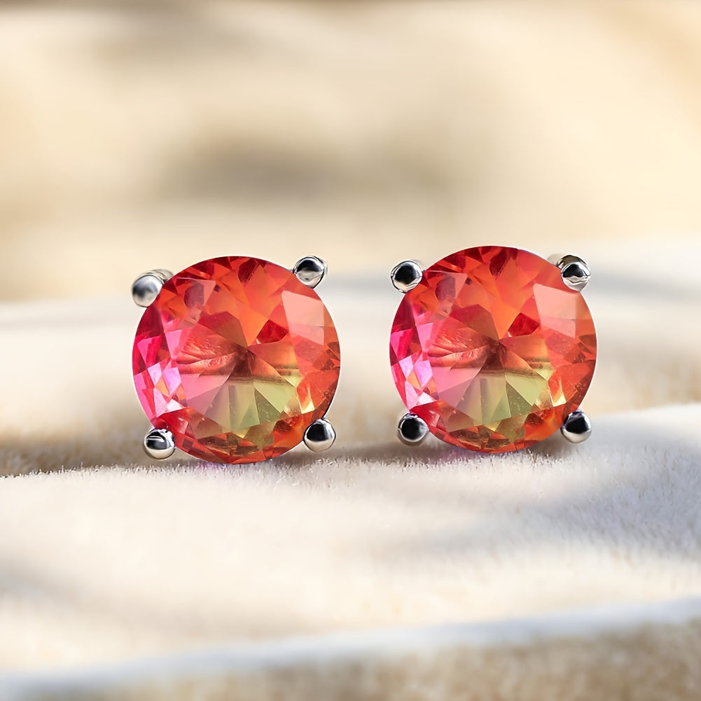 Women and teenagers are sure to love these stunning sterling silver tourmaline earrings. Made with 925 sterling silver, these earrings feature a beautiful multi-color design that is both fashionable and hypoallergenic. Each earring showcases a 6.78mm