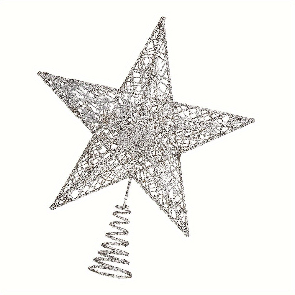 Handcrafted iron glitter star tree topper for Christmas and Thanksgiving, no-battery design for tabletop or tree display. Pack of 1.