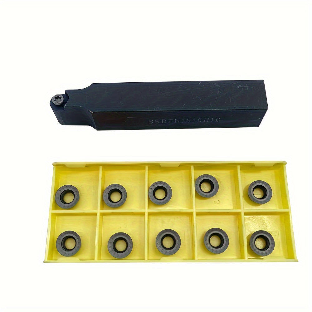 CHENGLU SRDPN Pro Carbide Insert Holder with 10pcs RPM Tool Set is suitable for 45° lathe turning for precision metalworking, plane turning, and is CNC compatible.