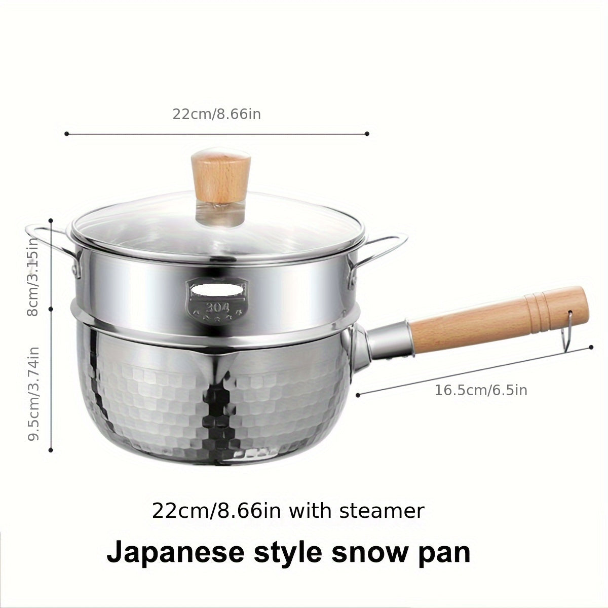 Japanese Stainless Steel Snow Pan, Household Small Milk Pan, Non-stick Pan for Food Supplements, Cooking Noodle Soup Pan, Suitable for Electromagnetic Stove, 1 Piece