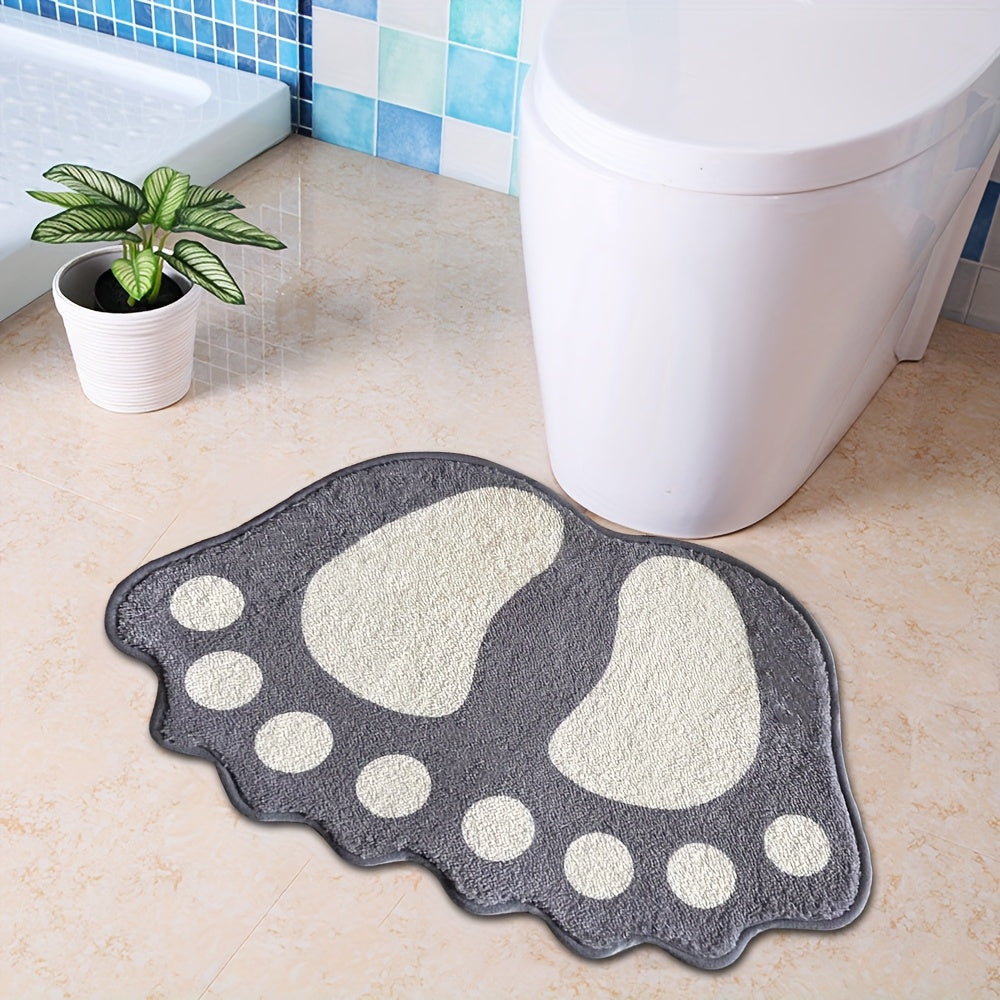 Microfiber bath mat with non-slip grip, perfect for bathroom, toilet, shower, and kitchen. Features a cute footprint pattern for home decor and bathroom accessories.