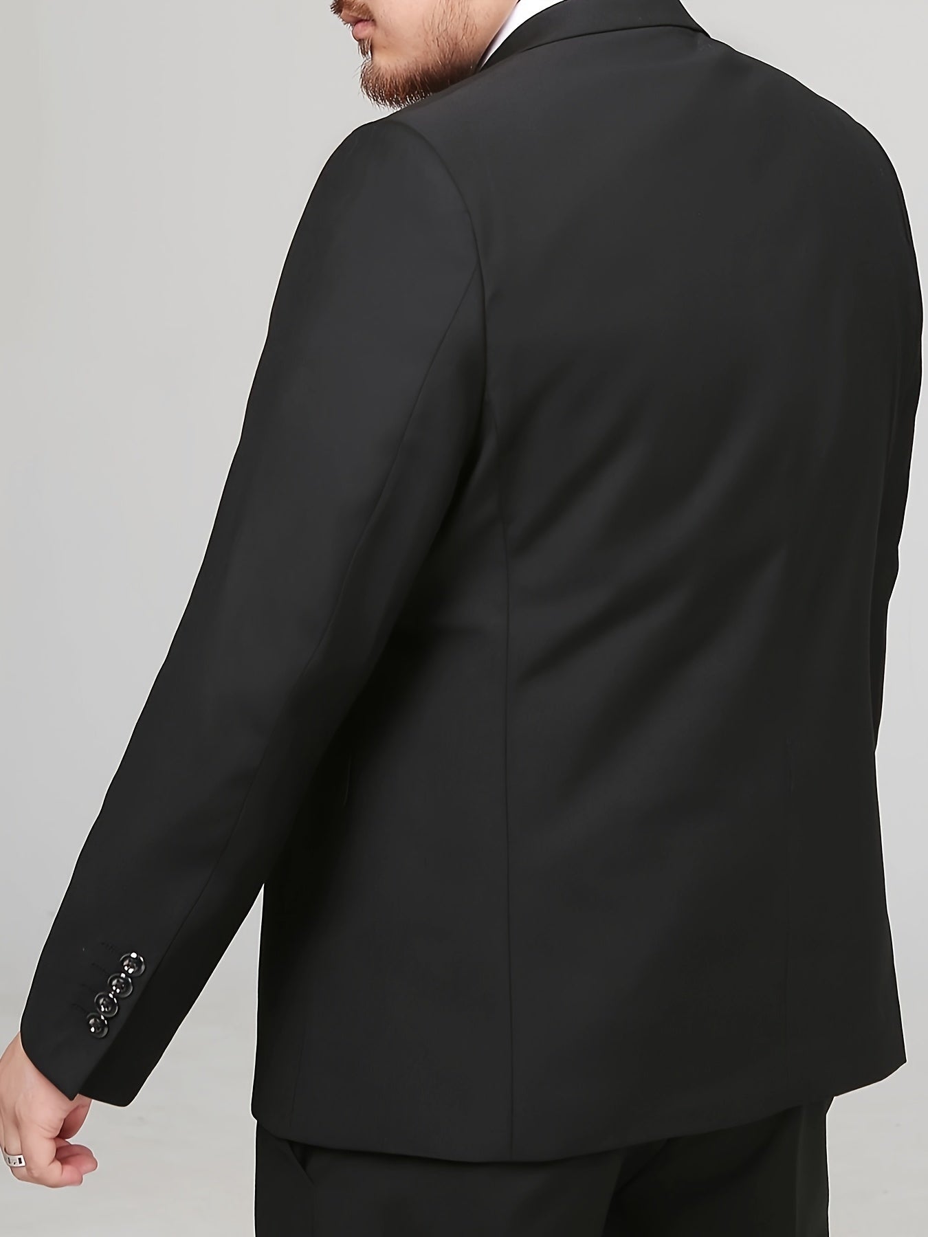 XL to 8XL men's classic suit jacket, single-breasted, polyester & rayon blend, non-stretch fabric, solid color, ideal for business & formal events.