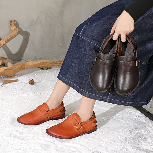 New leather women's shoes with deep mouth and handmade design are super comfortable and fashionable. These versatile and soft bottom shoes are perfect for students and mothers.