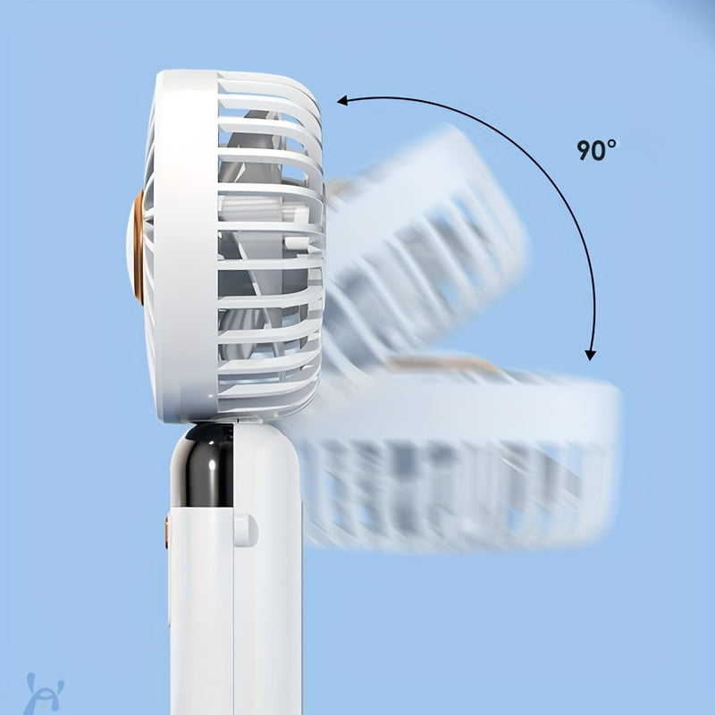 1 piece of USB Handheld Fan - A mini portable desktop folding small fan with a digital display. An essential summer item for back to school, RV outdoor camping, picnic, office, and travel.