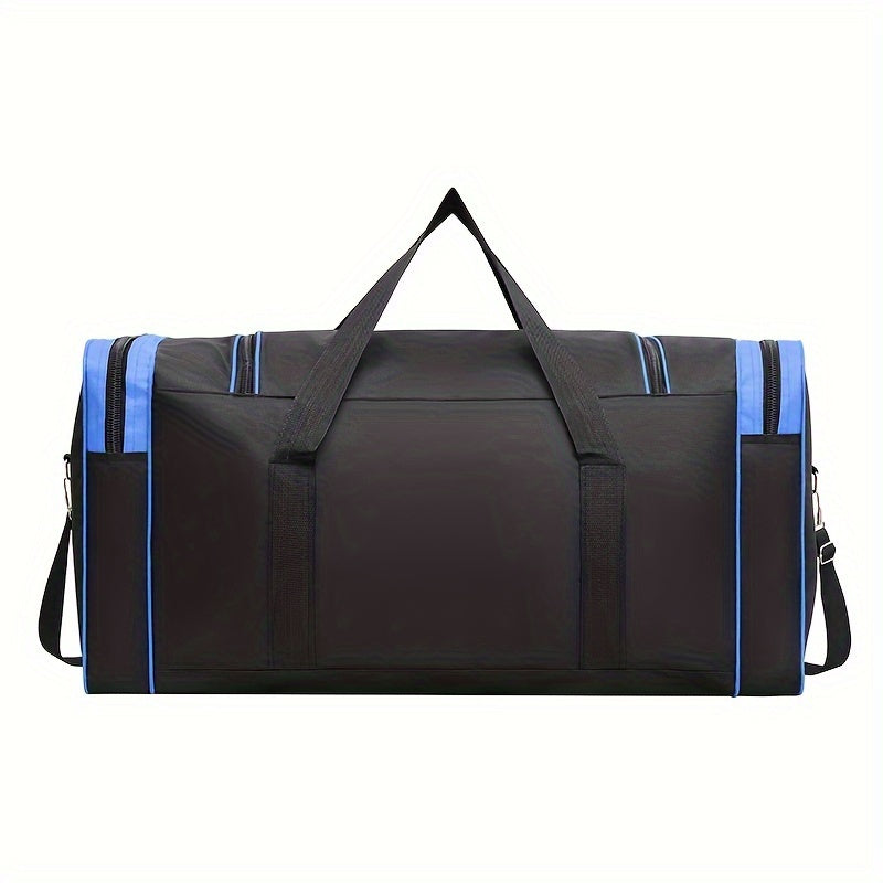 Spacious handbag for men with multiple pockets, ideal for travel and clothes storage.