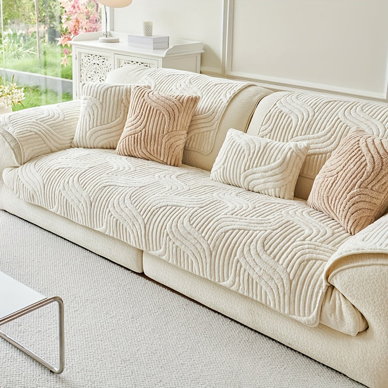 Bohemian Plush slipcover: quilted, non-slip, all season, easy care, pet friendly, machine washable, soft and comfortable - ideal for living rooms, bedrooms, and offices; protects sofas and armchairs up to 4 seats.