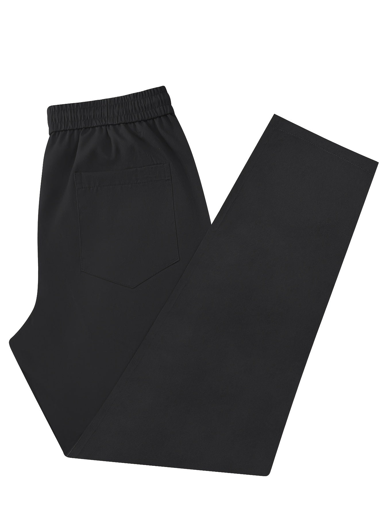 Stylish men's solid pants with pockets, casual and breathable drawstring trousers for outdoor activities.