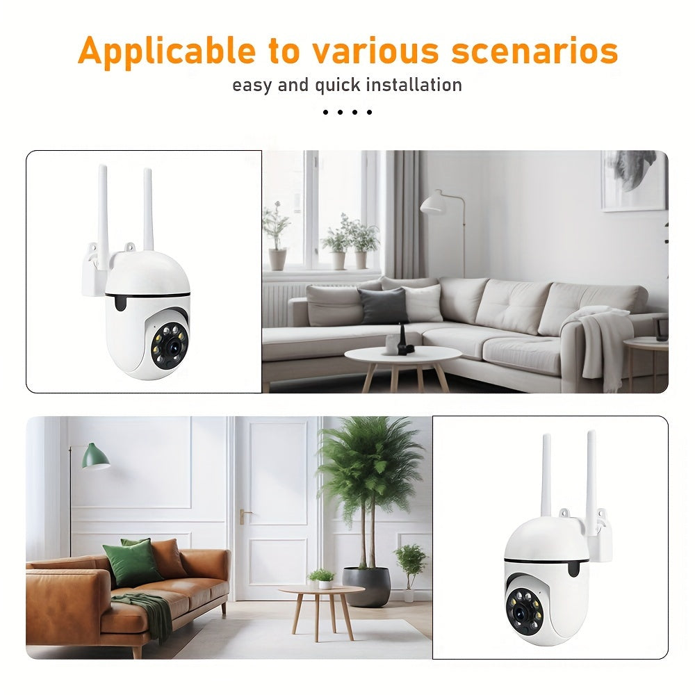 Two 1080P HD Wireless Security Cameras with Full-Color Night Vision, 2-Way Audio, Pan/Tilt/Zoom, Wi-Fi, Motion Tracking - Ideal for Youngsters, Elderly, Pets, Home Security