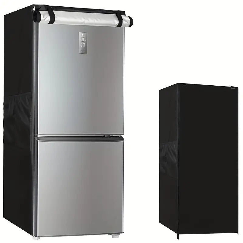 Protect your outdoor mini refrigerator with this durable black waterproof upright freezer cover. Made of durable polyester material, this cover is dust and sun-proof, ensuring your appliance stays in top condition. Featuring a zipper closure, this cover