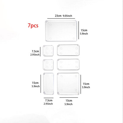 7-piece cosmetic storage box with drawer divider for organizing cosmetics, lipstick, and sundries.