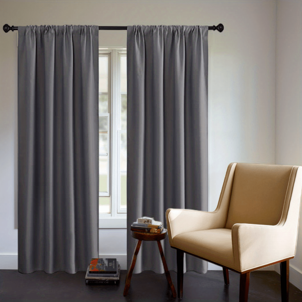 One Blackout Curtain (1 Panel) - Thick Rod Pocket Curtain for Heat Insulation and Light Blocking in Bedroom, 200g;