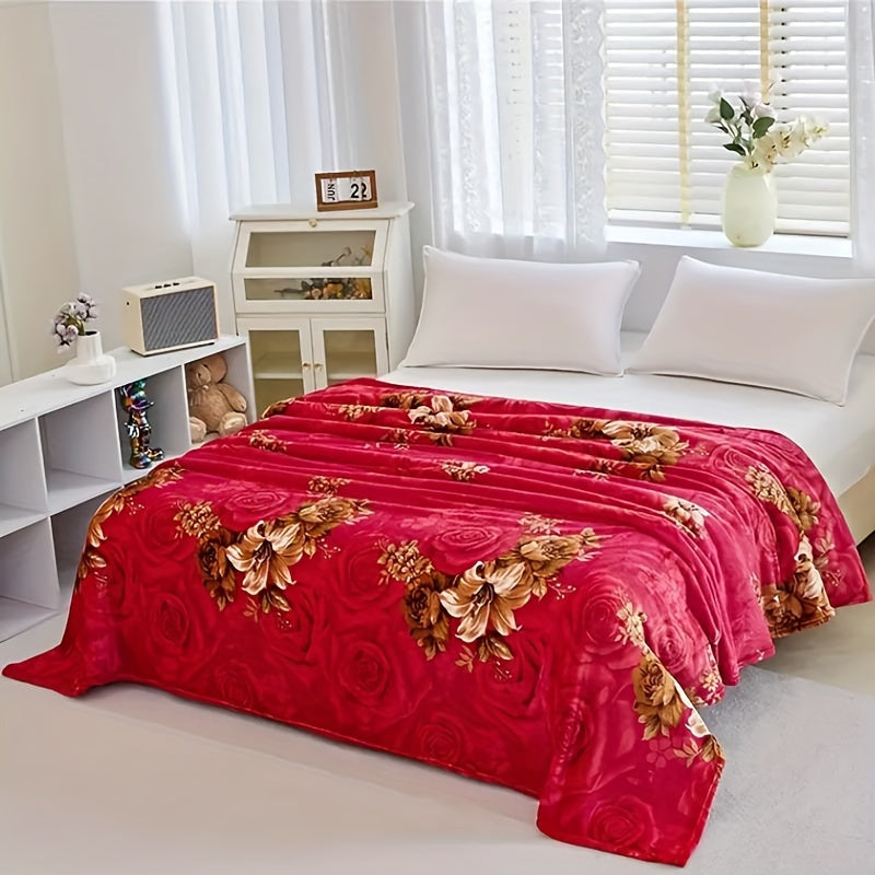 Enjoy the luxurious comfort of our Skin-friendly Classic Flower Printed Bed Blanket, a soft and warm throw pillow blanket perfect for napping, lounging on the sofa, office use, camping, or travel. This multifunctional gift blanket is suitable for all