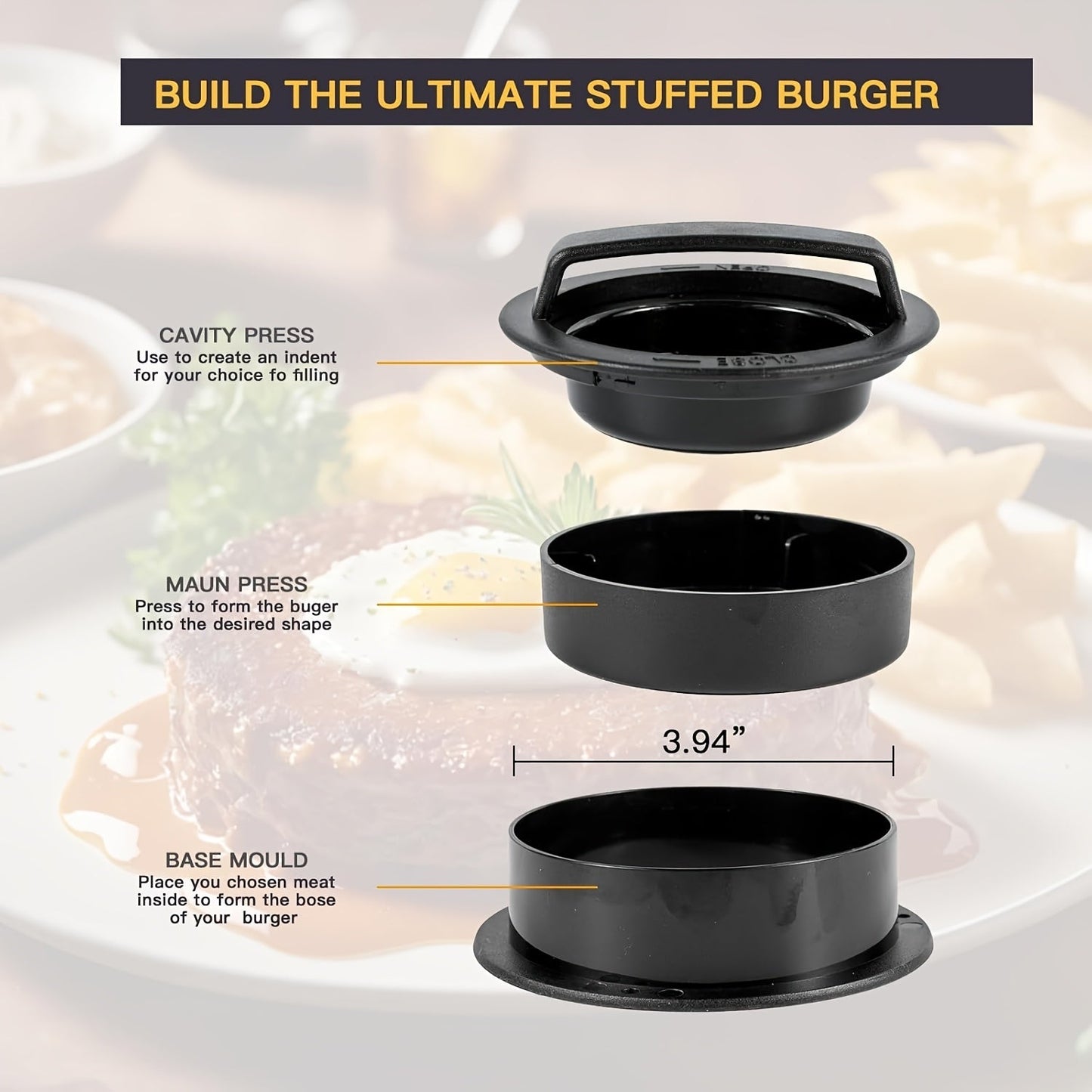 Top Seller: Black Burger Press with Non-Stick Coating and 100 Patty Papers - Perfect for Uniform Burgers, Grilling Inside or Out - Sturdy Plastic Maker for Beef and Veggie Sliders