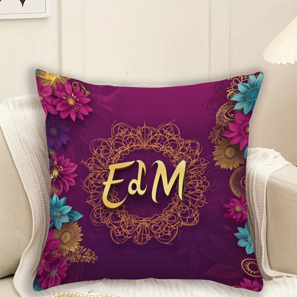 Celebrate Eid Mubarak and Ramadan with our plush square pillow cover, measuring 45.72x45.72cm. Perfect for your sofa, bedroom, or outdoor seating, this versatile cover features a zip closure for easy insertion of a pillow. Machine washable for