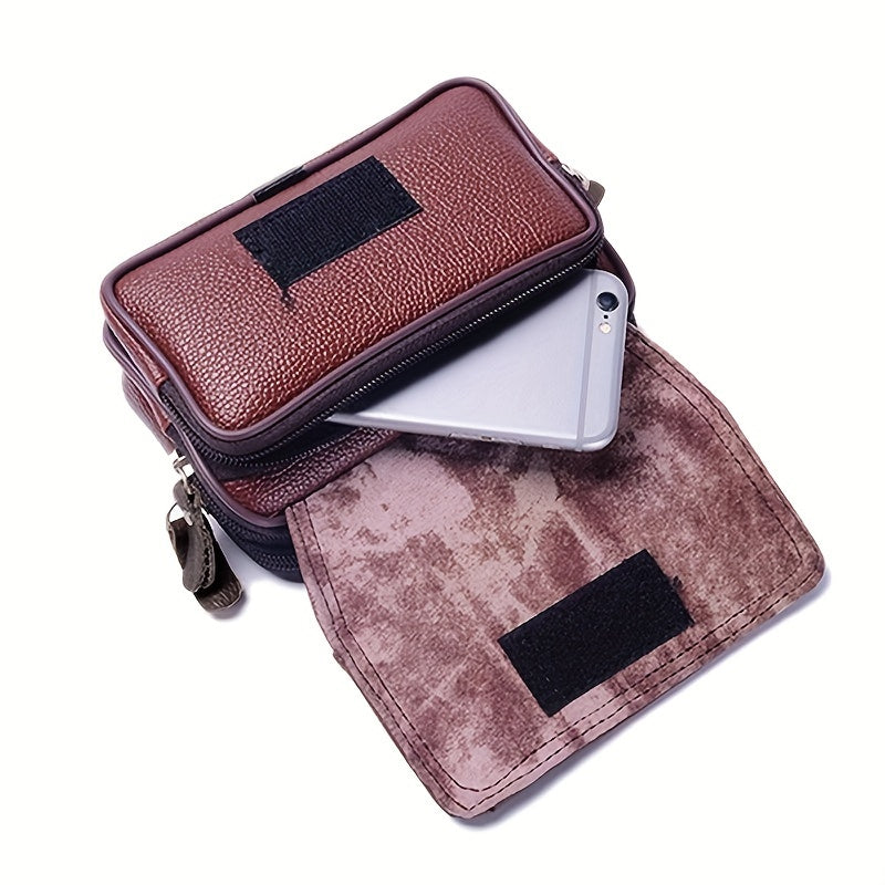 Men's business crossbody phone pouch with casual style, waterproof and multi-functional, suitable for middle-aged and elderly.