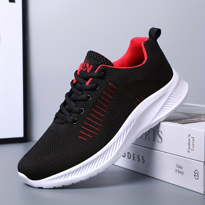 Men's running shoes with breathability, durability, shock absorption, and lace-up design for outdoor activities.