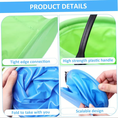 1 collapsible bucket with handle, suitable for beach, travel, outdoor activities. Comes in random colors: blue, purple, orange, green.