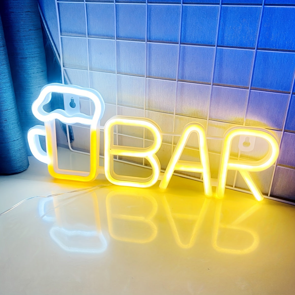 Pink LED Beer Mug BAR Neon Sign, 35.31x14.48cm Wall Hanging Light with Switch Control - Ideal for Girls Room, Dorm, Wedding, Anniversary, Valentine's, Birthday Party Decor. Battery/USB Powered (Batteries not included).