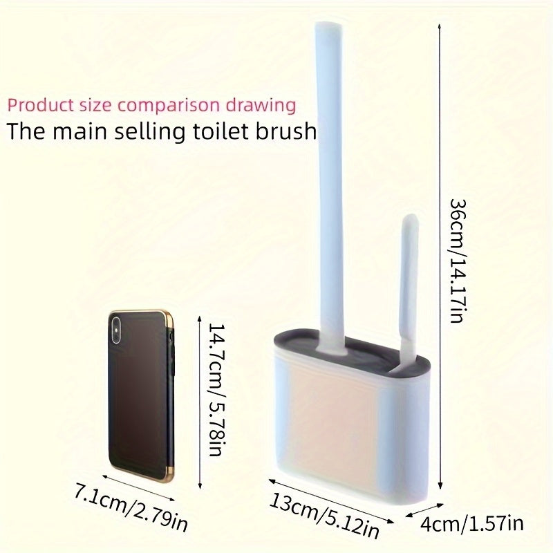 Wall-mounted Modern Toilet Brush Set that is Quick Drying, Leak-Proof, and Odor-Free, made of Plastic with Brush and Holder for bathroom cleaning.