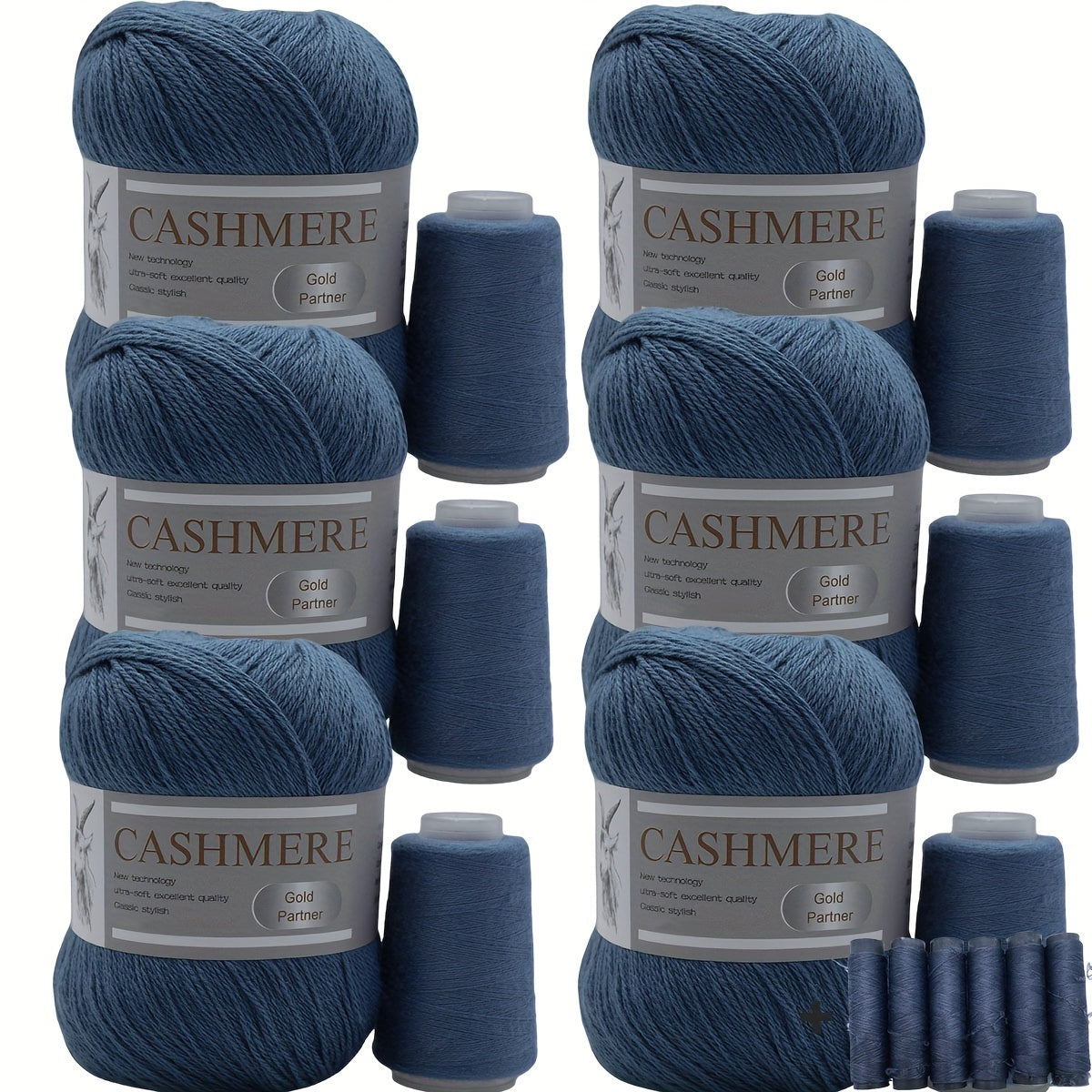 6 luxurious cashmere yarns for hand knitting and crocheting. Ideal for making sweaters, scarves, hats, shawls, cardigans, and gloves. High-quality, soft, warm, multicolored bundle in 10.58