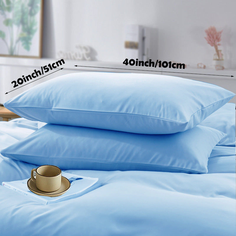 This set includes 2 soft sanded pillowcases made of 100% polyester. These non-wrinkle pillowcases are easy to care for and fade-resistant. They are crafted from lightweight 90g woven fabric that is machine washable. Please note that pillows are not