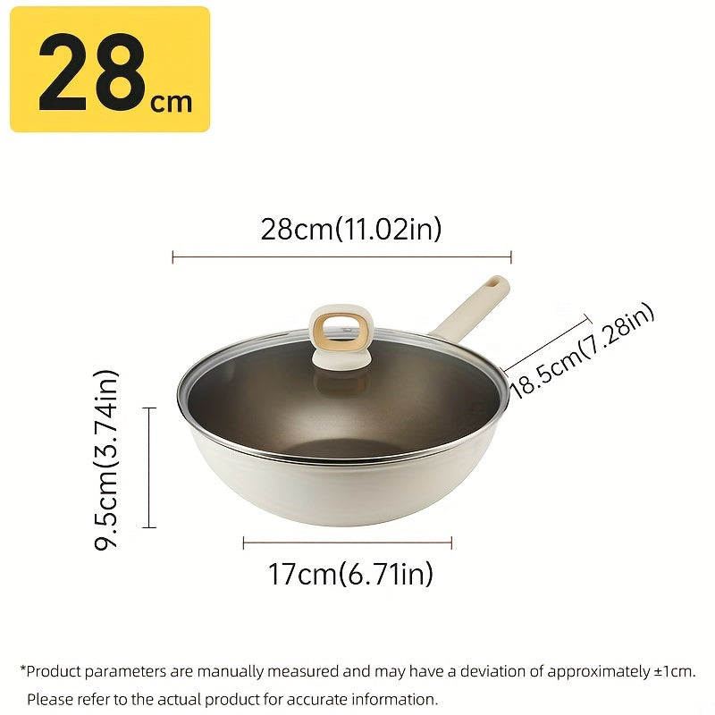 Titanium-Coated Non-Stick Wok with Lid from COOKER KING - PFOA Free, Induction Ready, All Cooktops Compatible