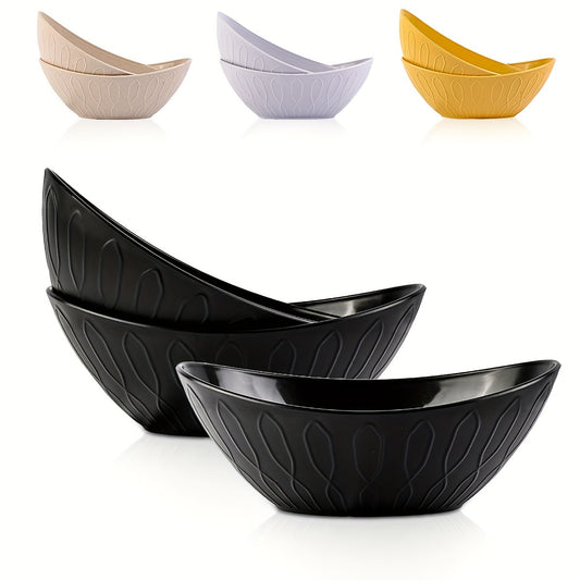 2 Unbreakable bowls shaped like yuanbao, ideal for oatmeal, salads, and pasta in the kitchen and dining area.