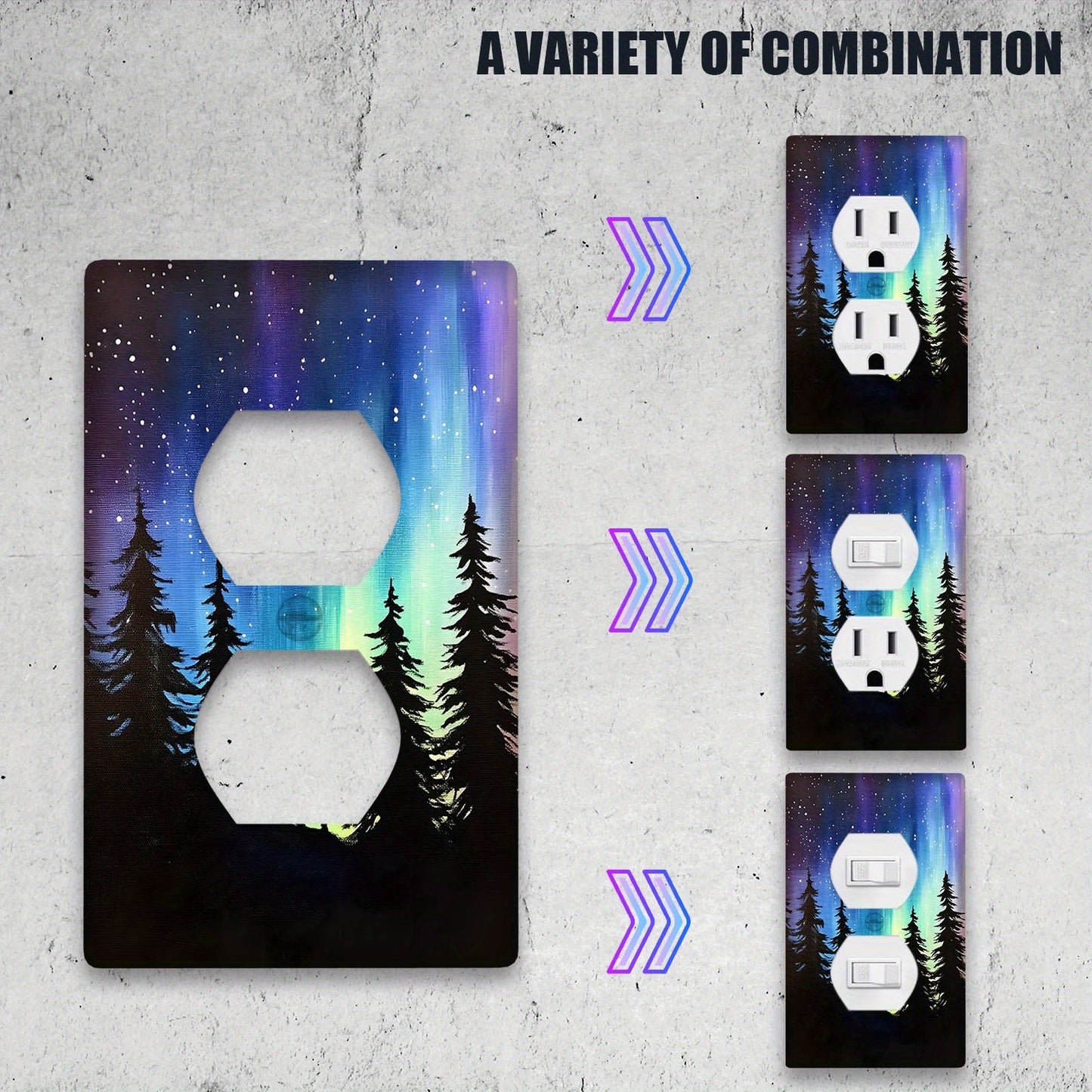 Aurora Forest Landscape Light Switch Cover - Fits Rocker Switches, Easy to Clean, No Wiring Needed, Versatile Home Decor for Rooms and Bathrooms