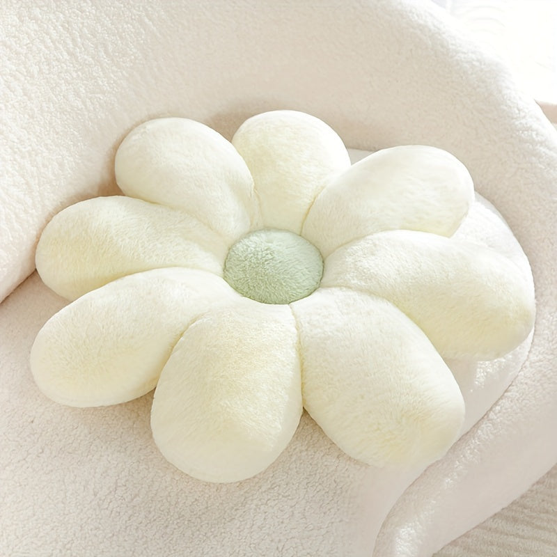 Soft faux fur flower pillow, suitable for home or office decor, machine washable, 60cm/23.62in diameter.