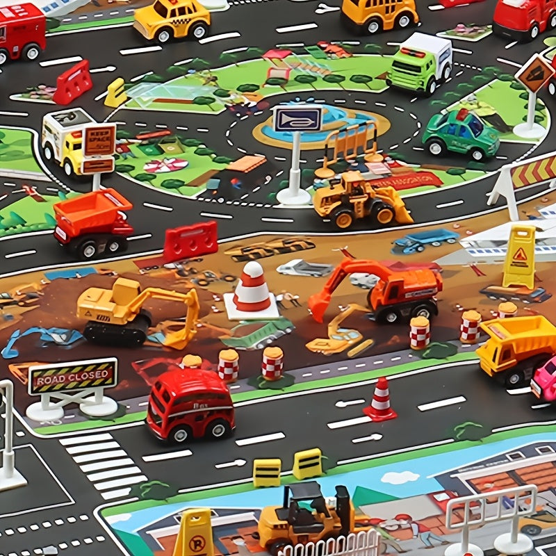 City-themed game mat with waterproof coating for traffic and epidemic prevention engineering.