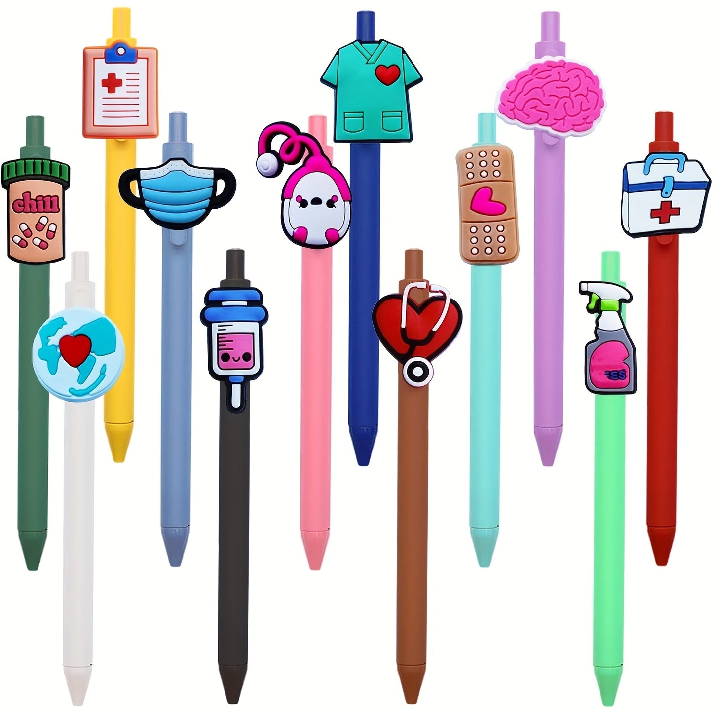 8/12 Cute Nurse Themed Pen Set - Perfect gift for nurses, medical students, and assistants for Nurses Week and Thanksgiving