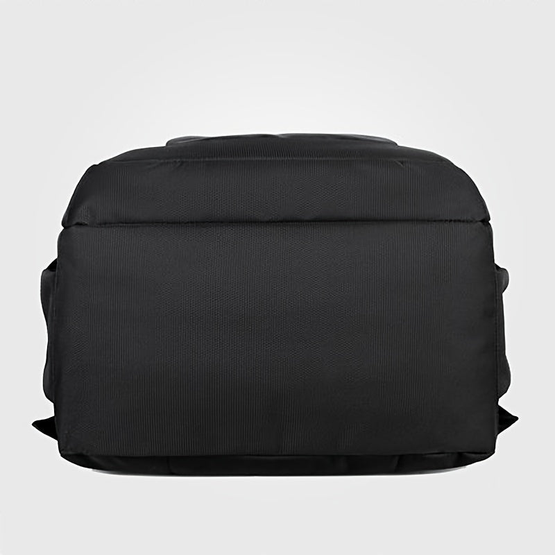 Fashionable and practical backpack designed for casual travel, with ample space for laptops and storage, and random zipper direction.