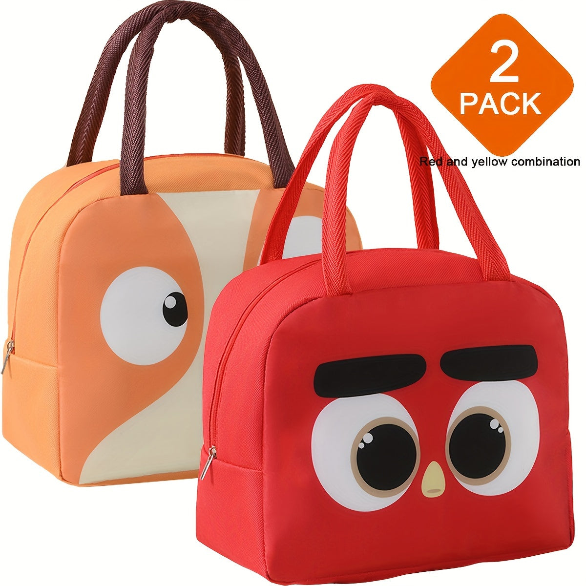 Portable Cartoon Insulated Lunch Bag in Multiple Colors, Available in 1 or 2 Pieces. Keeps Food Fresh and Thermal Sealed. Ideal for Office, School, Hiking, Camping, Picnic, and Kitchen Supplies.