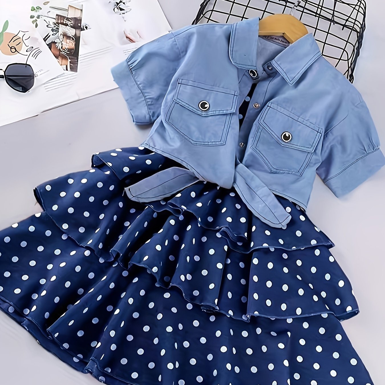 2024 New Summer Girls' Denim Jacket, Princess Dress, Perfect for Outdoor Wear