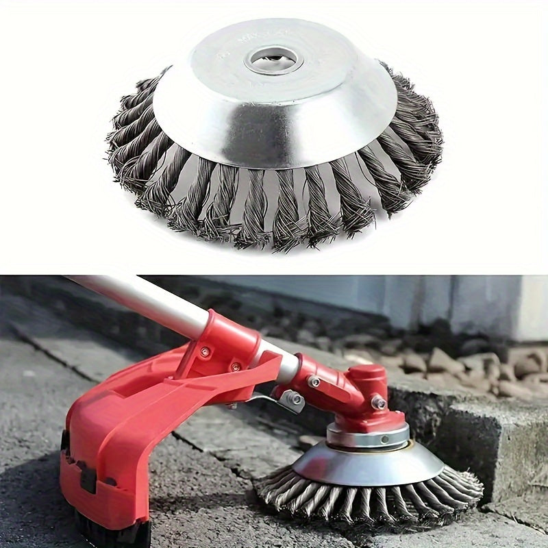 5 Steel Wire Wheel Trimmer Cutter Heads for Lawn Mowers, Weed Brush, and Rust Removal - Ideal for Gardens, Parks, and Roadsides.