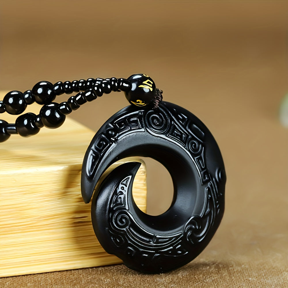 1pc elegant Obsidian Pendant suitable for both men and women, serves as a Good Luck Necklace. This natural stone design jewelry gift is perfect for those who appreciate fashion and style.