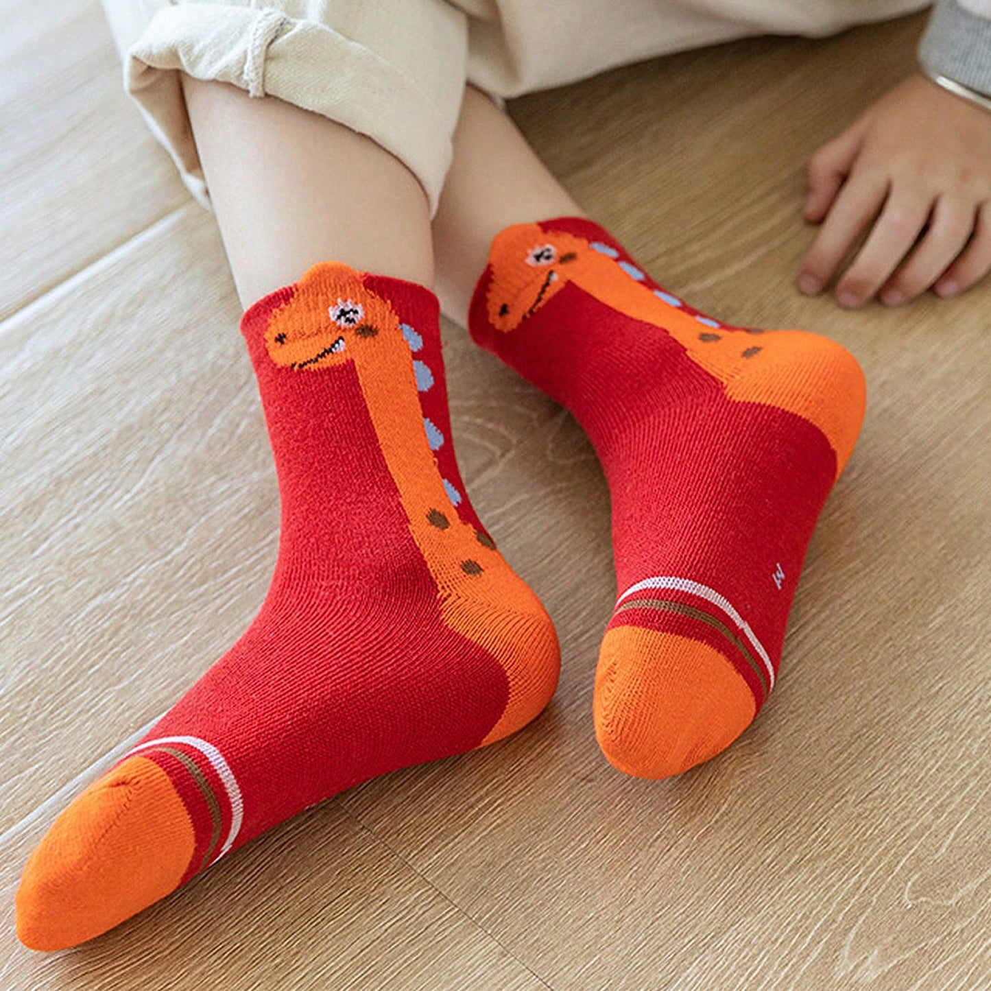 5pcs Kids' Dinosaur Crew Socks - Breathable & Comfy, Ideal for Boys and Girls, Year-Round Wear