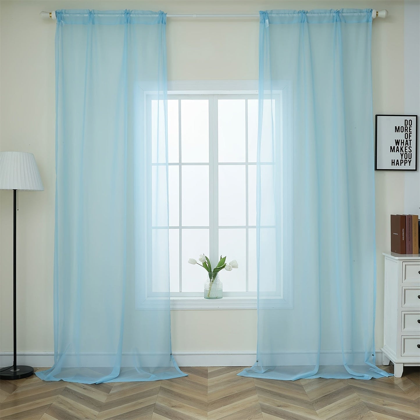 [Top Pick] Add a touch of elegance to your home with these stylish terylene gauze curtains. The two-piece set features a semi-transparent design in a plain color, perfect for creating a breathable and lightweight atmosphere in any room. Hang them with