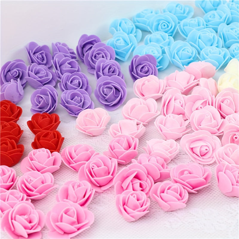 100 Artificial Rose Heads for Valentine's Day decoration, rose bear accessories, and wedding decor.