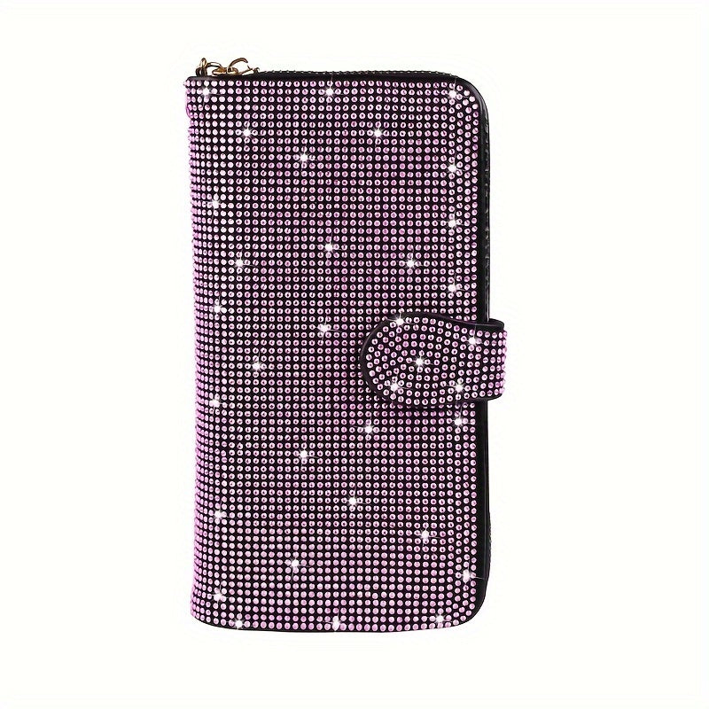 Rhinestone-Decorated Wallet with Large Capacity and Credit Card Holder